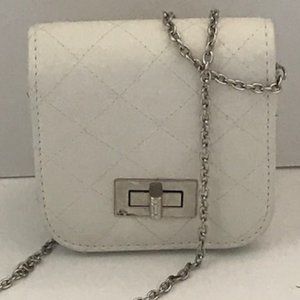 White clutch strap purse